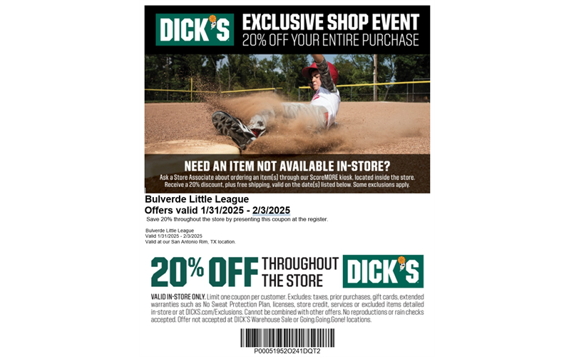 Thank you Dick's Sporting Goods for a discount weekend!